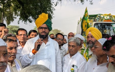 जजपा नेता दिग्विजय चौटाला ने पार्टी उम्मीदवार रमेश के समर्थन किया रोड शो