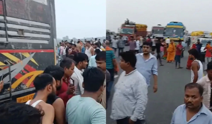 आगरा-लखनऊ एक्सप्रेसवे पर बस और टैंकर की टक्कर में 18 लोगों की मौत