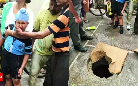 सात वर्षीय बच्चे के मैनहोल में गिरने से मचा हड़कंप
