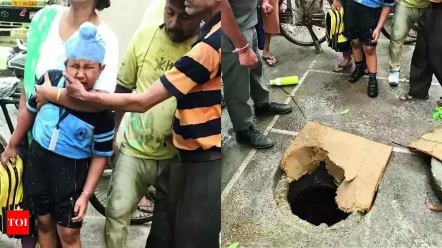 सात वर्षीय बच्चे के मैनहोल में गिरने से मचा हड़कंप