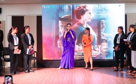 कंगना रनौत ने 'इमरजेंसी' फिल्म के प्रमोशन के लिए के. आर. मंगलम विश्वविद्यालय में की शिरकत