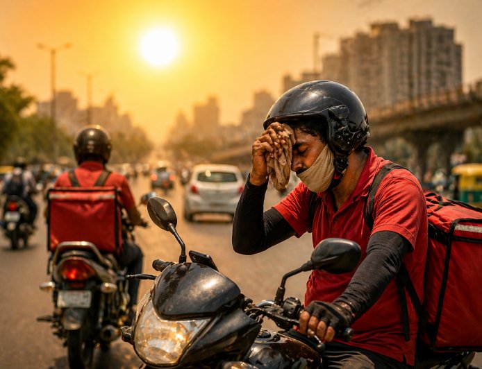 दिल्ली-एनसीआर में बढ़ी गर्मी की मार: गिग वर्कर्स के लिए खतरा, दोपहर में काम रोकने की मांग